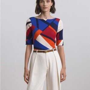 Ralph Lauren Geometric Boatneck Blouse
